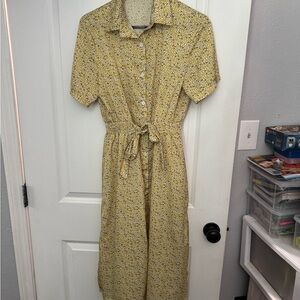 Floral Yellow Button-Up Dress